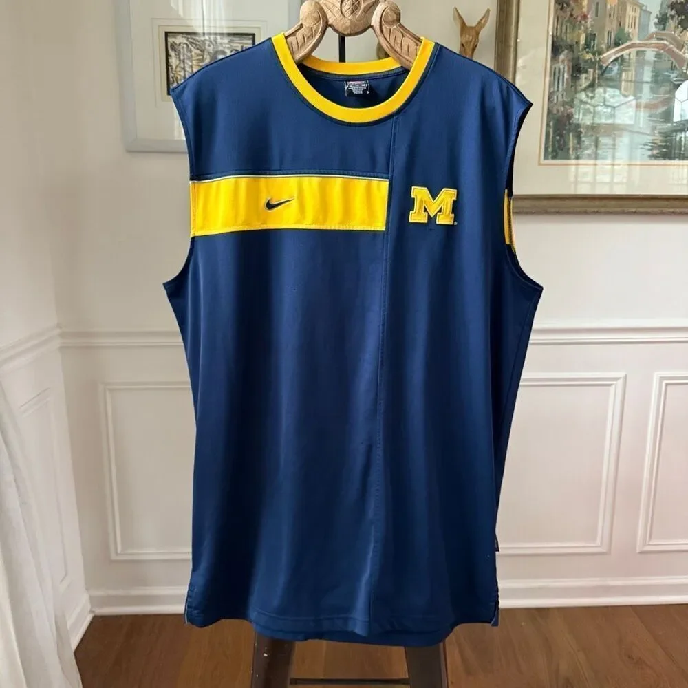 Nike Elite University of Michigan Wolverines Sleeveless Basketball Shirt Jersey